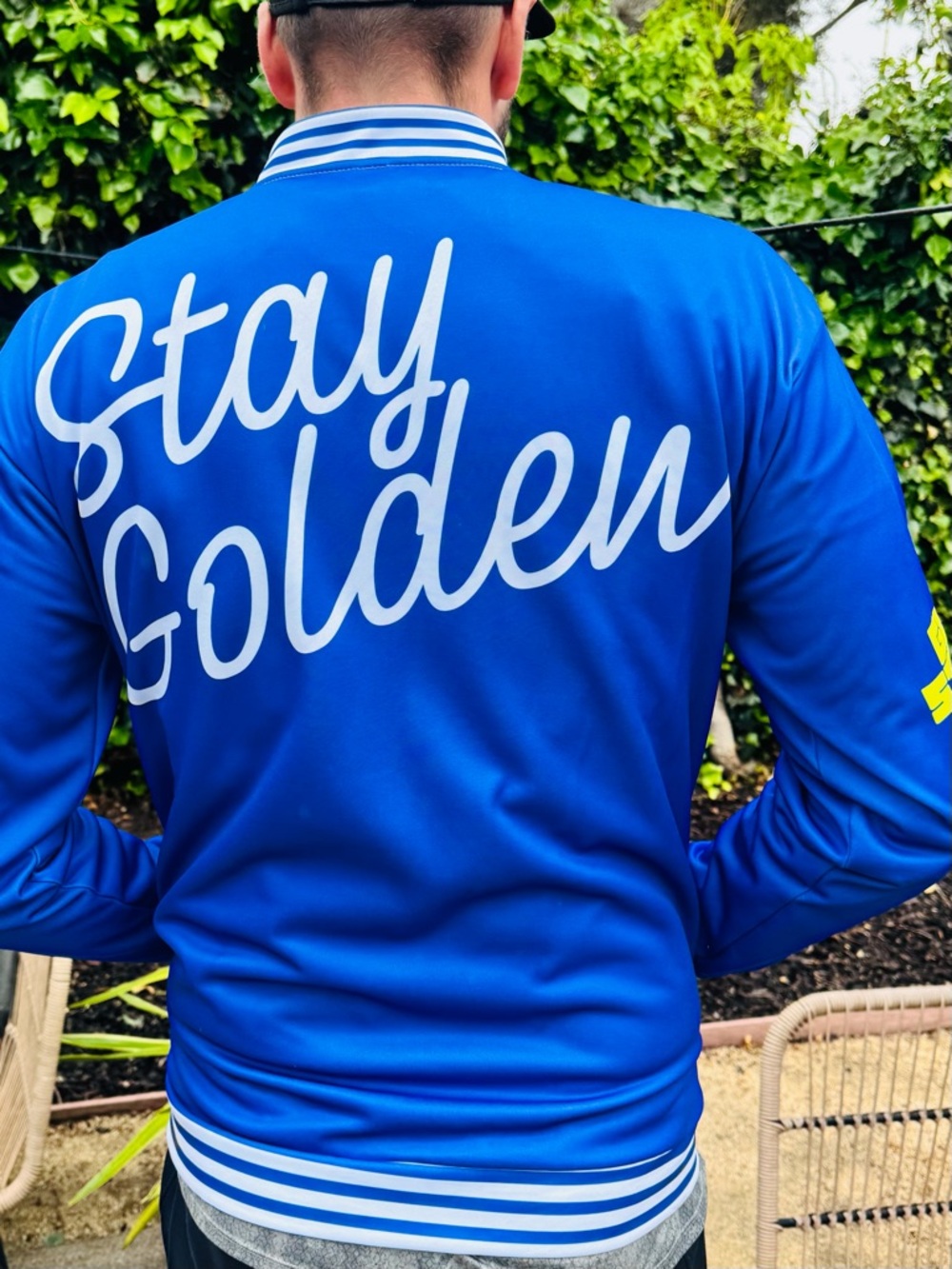 BR Warriors “Stay Golden GS” Custom Bomber Jacket 💙💛